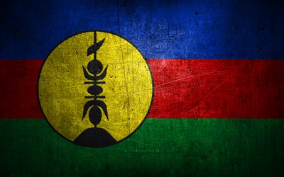 New Caledonian metal flag, grunge art, oceanian countries, Day of New Caledonia, national symbols, New Caledonia flag, metal flags, Flag of New Caledonia, Oceania, New Caledonian flag, New Caledonia