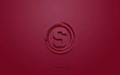 Deportivo Saprissa, logotipo 3D criativo, fundo cor de vinho, Liga FPD, emblema 3D, clube de futebol da Costa Rica, San Jose, Costa Rica, futebol, logotipo 3D do Deportivo Saprissa