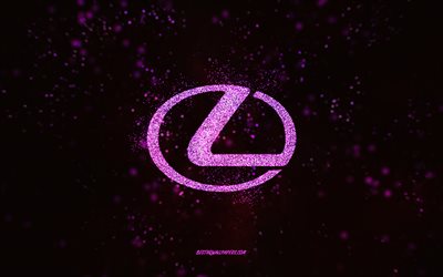 Lexus glitter logo, 4k, black background, Lexus logo, pink glitter art, Lexus, creative art, Lexus pink glitter logo