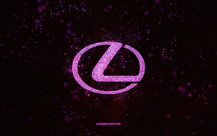 Lexuksen glitter -logo, 4k, musta tausta, Lexus -logo, vaaleanpunainen glitter -taide, Lexus, luova taide, Lexuksen vaaleanpunainen glitter -logo