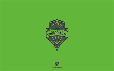 Seattle Sounders FC, vihre&#228; tausta, amerikkalainen jalkapallojoukkue, Seattle Sounders FC -tunnus, MLS, Washington, USA, jalkapallo, Seattle Sounders FC -logo