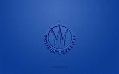 Santa Cruz Warriors, creative 3D logo, blue background, NBA G League, 3d emblem, American Basketball Club, California, USA, 3d art, basketball, Santa Cruz Warriors 3d logo