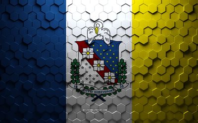 Flag of Shreveport, Louisiana, honeycomb art, Shreveport hexagons flag, Shreveport, 3d hexagons art, Shreveport flag