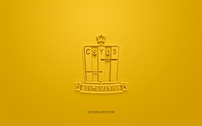 Santamarina, yaratıcı 3D logo, Sarı arka plan, Arjantin futbol takımı, Primera B Nacional, Buenos Aires, Arjantin, 3d sanat, futbol, Santamarina 3d logo