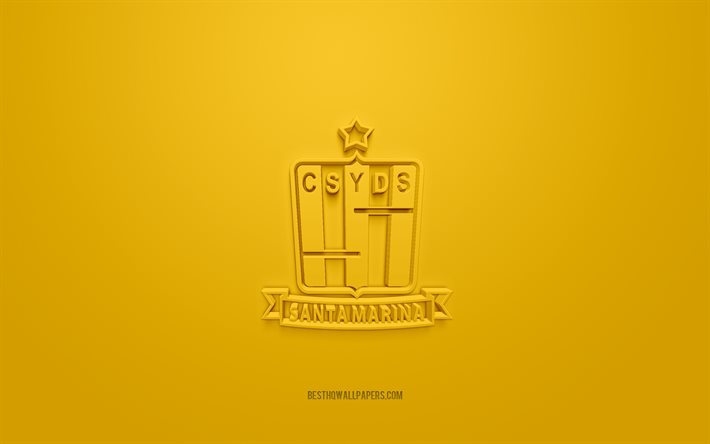 دمية, الإبداعية شعار 3D, خلفية صفراء, الأرجنتيني لكرة القدم, الشعبة الأولى باء, نيويورك, الأرجنتين, الفن 3d, كرة القدم, سانتامارينا 3d الشعار