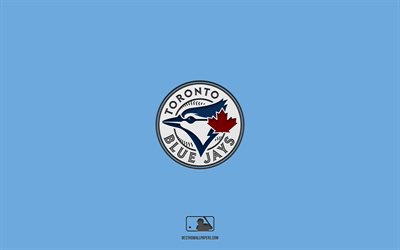 toronto blue jays, blauer hintergrund, kanadisches baseballteam, toronto blue jays-emblem, mlb, kanada, baseball, toronto blue jays-logo