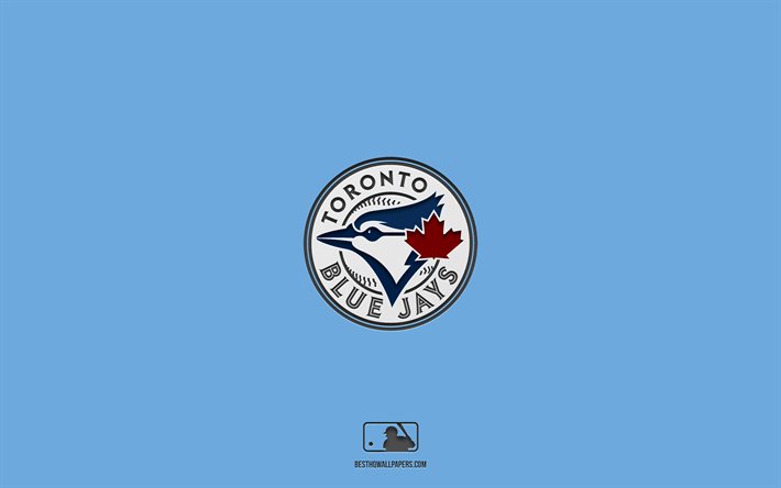 Toronto Blue Jays, blue background, Canadian baseball team, Toronto Blue Jays emblem, MLB, Canada, baseball, Toronto Blue Jays logo