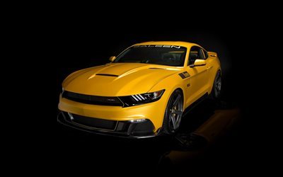 Saleen Mustang, 2016, S302, Etichetta Nera, gialla Mustang, auto sportive, tuning Mustang
