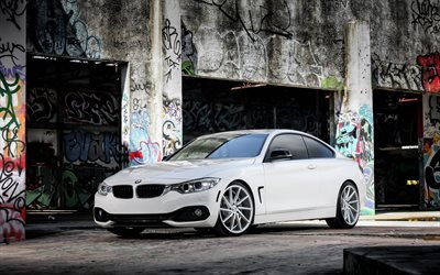 BMW 4, Vossen CVT Wheels, white BMW, tuning BMW, coupe, 428i
