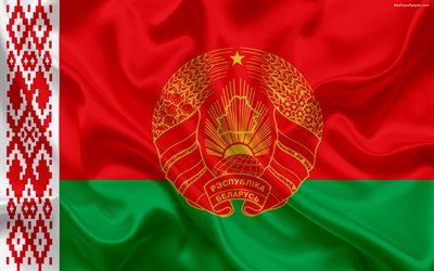 Drapeau biélorusse, la Biélorussie, l'Europe, les symboles nationaux, les armoiries de la Biélorussie, le drapeau de la Biélorussie