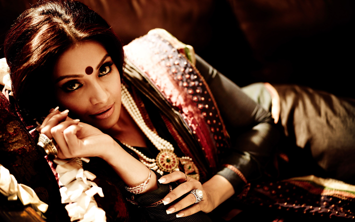 Bipasha Basu, la actriz India, 4k, retrato, sari, la ropa tradicional de la India, mujer bella, Bollywood
