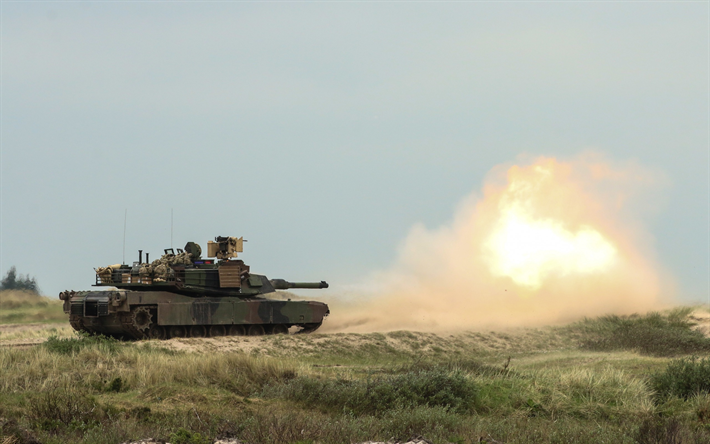 Abrams m1a2, American tank, US Army, battle tank, USA, Abrams, tank shot