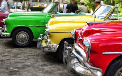 La havane, voitures de collection, 4k, Cuba