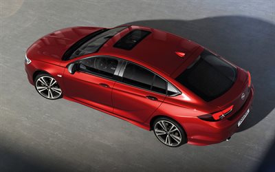Opel Insignia, 2018, 4k, vue de dessus, de nouvelles voitures, Insigne de couleur rouge, les voitures allemandes, Opel