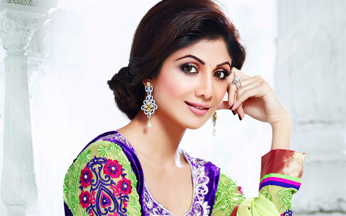 Shilpa Shetty Kundra, 4k, Hint aktris, portre, Hint sari, g&#252;zel Hint kadın