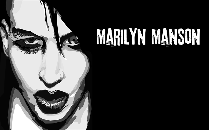 Marilyn Manson, 4k, art, rock, American rock band