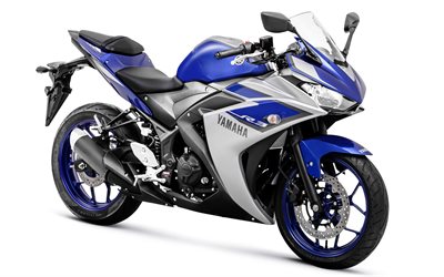 Yamaha YZF-R3, 2017, 4k, urheilu moottoripy&#246;r&#228;, Yamaha R3, Japanilaiset moottoripy&#246;r&#228;t, Yamaha