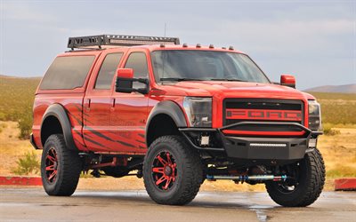 Ford F-250, 4x4, Super Duty, red SUV, tuning F-250, American cars, Ford