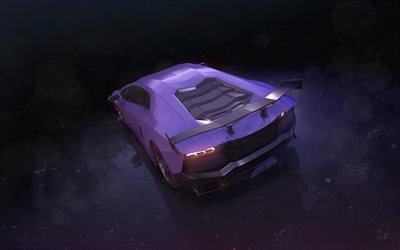 4k, Lamborghini Aventador, 2018 auto, tuning, auto italiane, viola Aventador, supercar Lamborghini