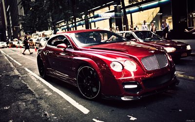 Bentley Continental GT, street, tuning, stance, purple Continental GT, luxury cars, Bentley