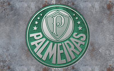 SE Palmeiras, 3D logo, Brazilian Serie A, football, fan art, brazilian football club, soccer, metal background, Palmeiras FC, Sao Paulo, Brazil