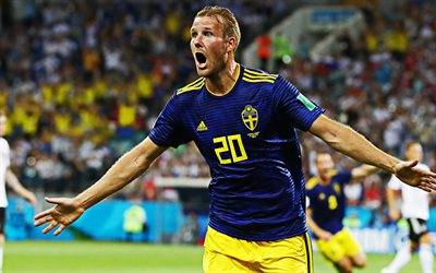 Ola Toivonen, 4k, portrait, Sweden national football team, Swedish football player, attacking midfielder, football