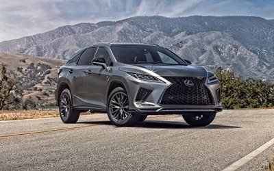 2020, Lexus RX 350 F Sport, sports crossover, exterior, silver new RX 350, Japanese cars, Lexus