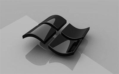 ويندوز رمادي شعار, الفن 3D, على, خلفية رمادية, ويندوز شعار 3D, ويندوز, الإبداعية, شعار ويندوز