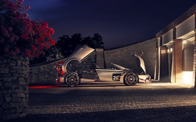 Pagani Huayra BC Roadster, en 2020, de luxe hypercar, 800 chevaux, &#224; l&#39;ext&#233;rieur, vue de c&#244;t&#233;, voitures de sport, argent nouvelle Huayra, Pagani