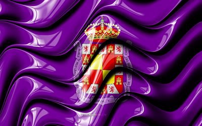 Jaen Bandeira, 4k, Cidades de Espanha, Europa, Bandeira de Jaen, Arte 3D, Jaen, As cidades de espanha, Line 3D bandeira, Espanha
