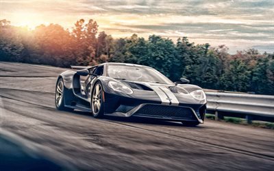 2020, Ford GT, black sports car, race car, black sports coupe, new black Ford GT, race track car, american sports cars, Ford
