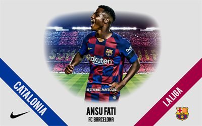 Ansu Fati, FC Barcelona, ritratto, calciatore spagnolo, centrocampista, La Liga, La Spagna, il Barcellona calciatori 2020, calcio, Camp Nou, Anssumane Fati