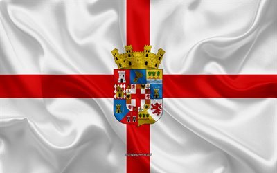 Almeria Drapeau, 4k, la texture de la soie, de la soie du drapeau, province d&#39;espagne, Almeria, en Espagne, en Europe, le Drapeau de Almeria, les drapeaux des provinces espagnoles