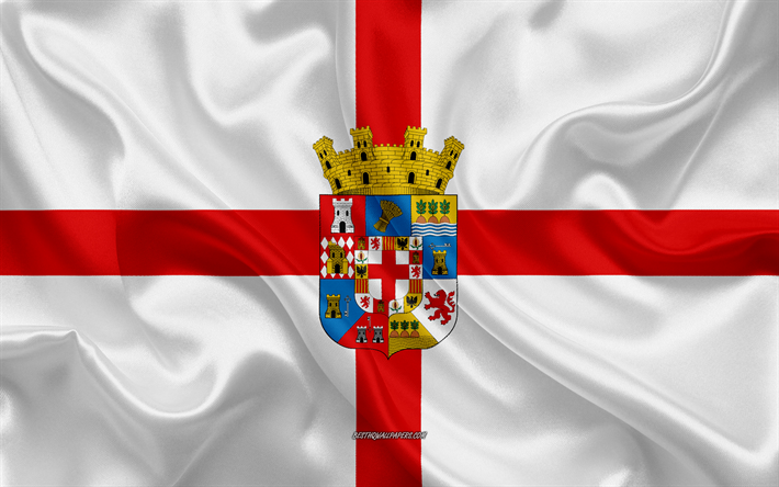 Almeria Bandeira, 4k, textura de seda, seda bandeira, Prov&#237;ncia espanhola, Almeria, Espanha, Europa, Bandeira de Almeria, bandeiras das prov&#237;ncias espanholas