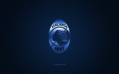 Atalanta BC, Italiensk fotboll club, Serie A, bl&#229; logo, bl&#229; kolfiber bakgrund, fotboll, Bergamo, Italien, Atalanta BC logotyp