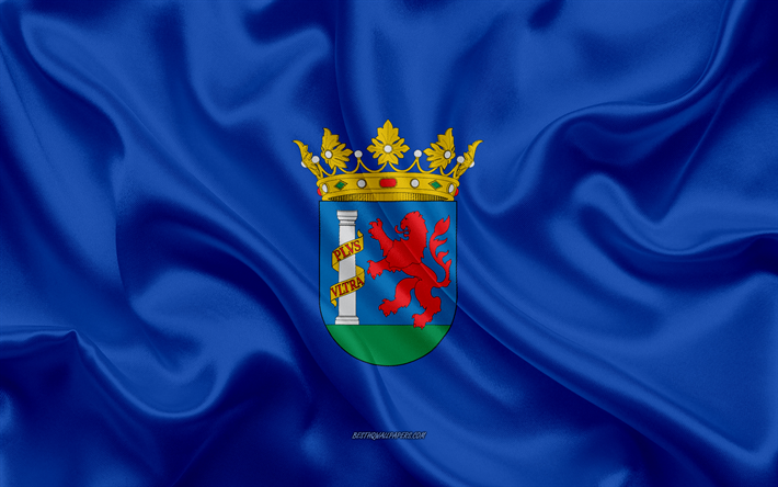 Badajoz Drapeau, 4k, la texture de la soie, de la soie du drapeau, province espagnole de Badajoz, Espagne, Europe, Drapeau de Badajoz, des drapeaux des provinces espagnoles