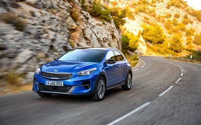 Kia XCeed, 4k, route, 2019 voitures, v&#233;hicules multisegments, bleu XCeed, 2019 Kia XCeed, les voitures cor&#233;ennes, Kia