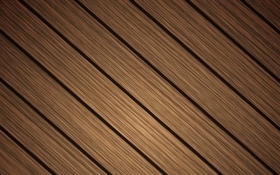 4k, 斜板, 近, 茶褐色の木製の質感, 木の背景, 木製の質感, 茶褐色の木製ボード, 木板, 茶色の背景, 斜めの木製の質感