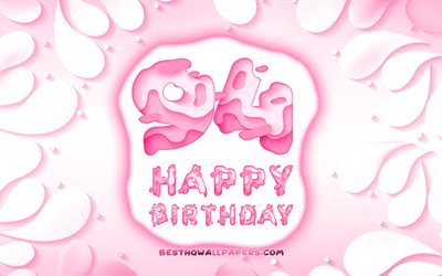 Happy 94 Years Birthday, 4k, 3D petals frame, Birthday Party, pink background, Happy 94th birthday, 3D letters, 94th Birthday Party, Birthday concept, 94th Happy Birthday, artwork, 94th Birthday