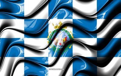 Ferrol Flag, 4k, Cities of Spain, Europe, Flag of Ferrol, 3D art, Ferrol, Spanish cities, Ferrol 3D flag, Spain