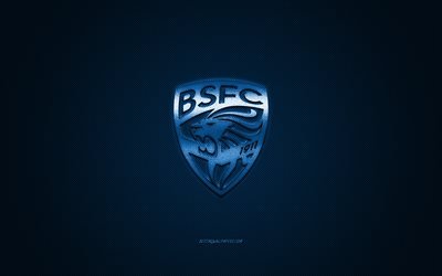 Brescia Calcio, italien, club de football, Serie A, le logo bleu, bleu en fibre de carbone de fond, football, Brescia, Italie, Brescia Calcio logo