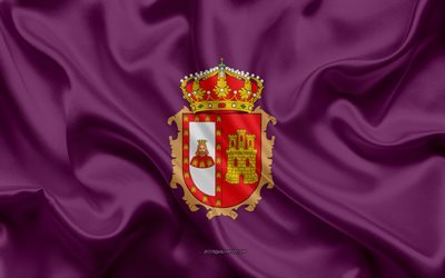 Burgos Lippu, 4k, silkki tekstuuri, silkki lippu, Espanjan maakunnassa, Burgos, Espanja, Euroopassa, Lipun Burgos, liput espanjan maakunnat