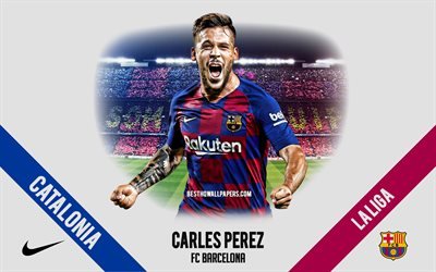 Carles Perez, le FC Barcelone, le portrait, le footballeur espagnol, l&#39;attaquant, 2020 Barcelone uniforme, La Liga, l&#39;Espagne, le FC Barcelone footballeurs 2020, le football, le Camp Nou