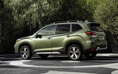 2020, Subaru Forester, SUV, green crossover, rear view, exterior, new green Forester, japanese cars, Subaru