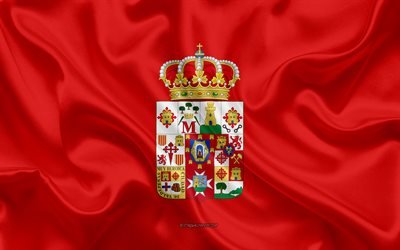 Ciudad Real Bandiera, 4k, texture di seta, seta bandiera, spagnolo provincia di Ciudad Real, Spagna, Europa, Bandiera di Ciudad Real, bandiere delle province spagnole