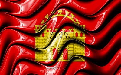Merida Lippu, 4k, Kaupungeissa Espanjassa, Euroopassa, Lipun Merida, 3D art, Merida, Espanjan kaupungeissa, Merida 3D flag, Espanja