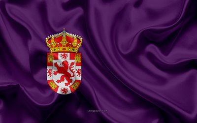 Cordoba Bandiera, 4k, texture di seta, seta bandiera, spagnolo provincia di Cordoba, in Spagna, Europa, Bandiera di Cordoba, bandiere delle province spagnole
