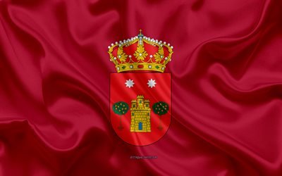 Albacete Bandiera, 4k, texture di seta, seta bandiera, spagnolo provincia di Albacete, in Spagna, Europa, Bandiera di Albacete, bandiere delle province spagnole