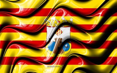 Benidorm Flag, 4k, Cities of Spain, Europe, Flag of Benidorm, 3D art, Benidorm, Spanish cities, Benidorm 3D flag, Spain