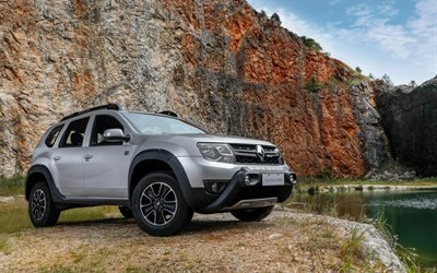 Renault Duster, 2019, compact crossover, exterior, new silver Duster, french cars, Renault